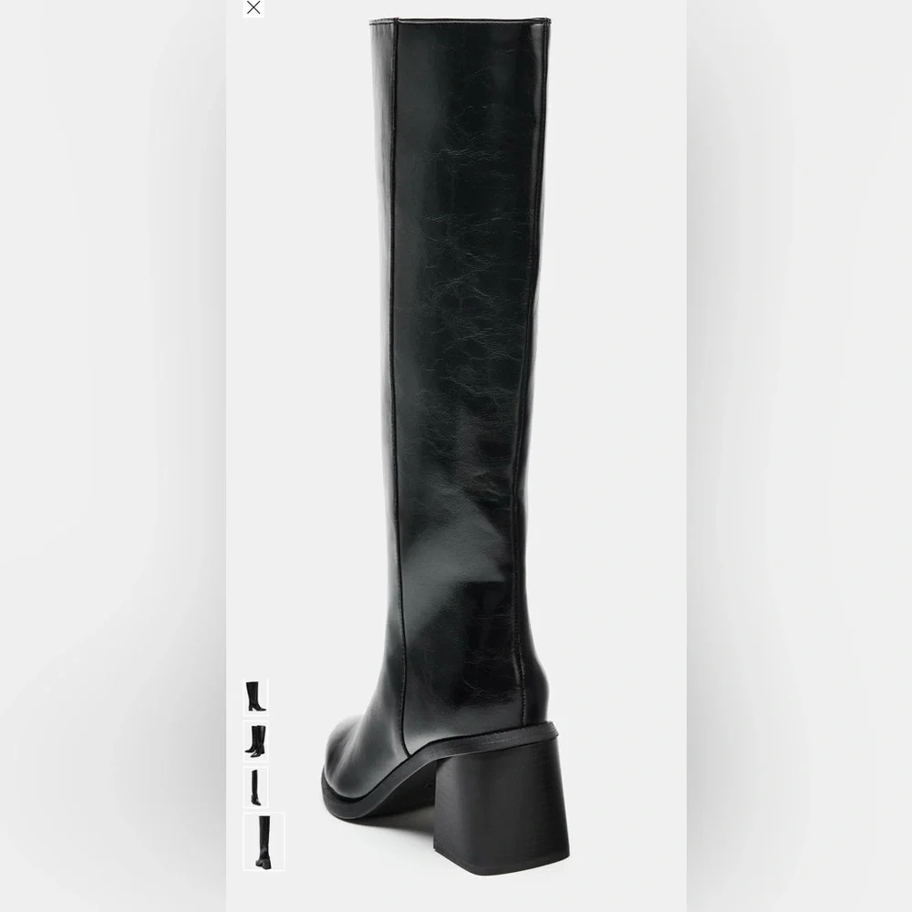 Zara Black High Shaft Heel Boots NWT SZ 7.5 - Picture 7 of 7
